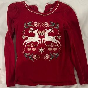 Carter's Red Long Sleeve Reindeer Tee